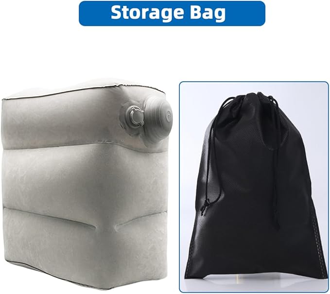 Inflatable Foot Rest for Air Travel,Airplane Travel Foot Rest Adjustable Height,Car/Airplane,Footrest Pillow with Pump for Office,Airplane,Train,Cars,Home