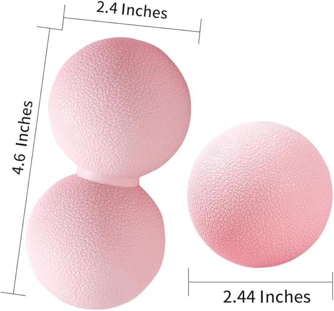 2-Piece Peanut Massage Ball Roller，Double Lacrosse Ball，Acupoint Myofascial Release，Muscle Knot Relaxer Trigger Point for Physical Therapy, Occipital,Back Knot,Psoas Muscle Release Tool (Pink)