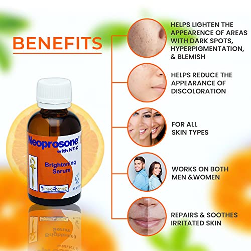 Neoprosone, Vitamin C Serum for Face | 1 Fl oz / 30ml | Brightening Serum For Dark Circle, Wrinkles | with Alpha Arbutin and Castor Oil