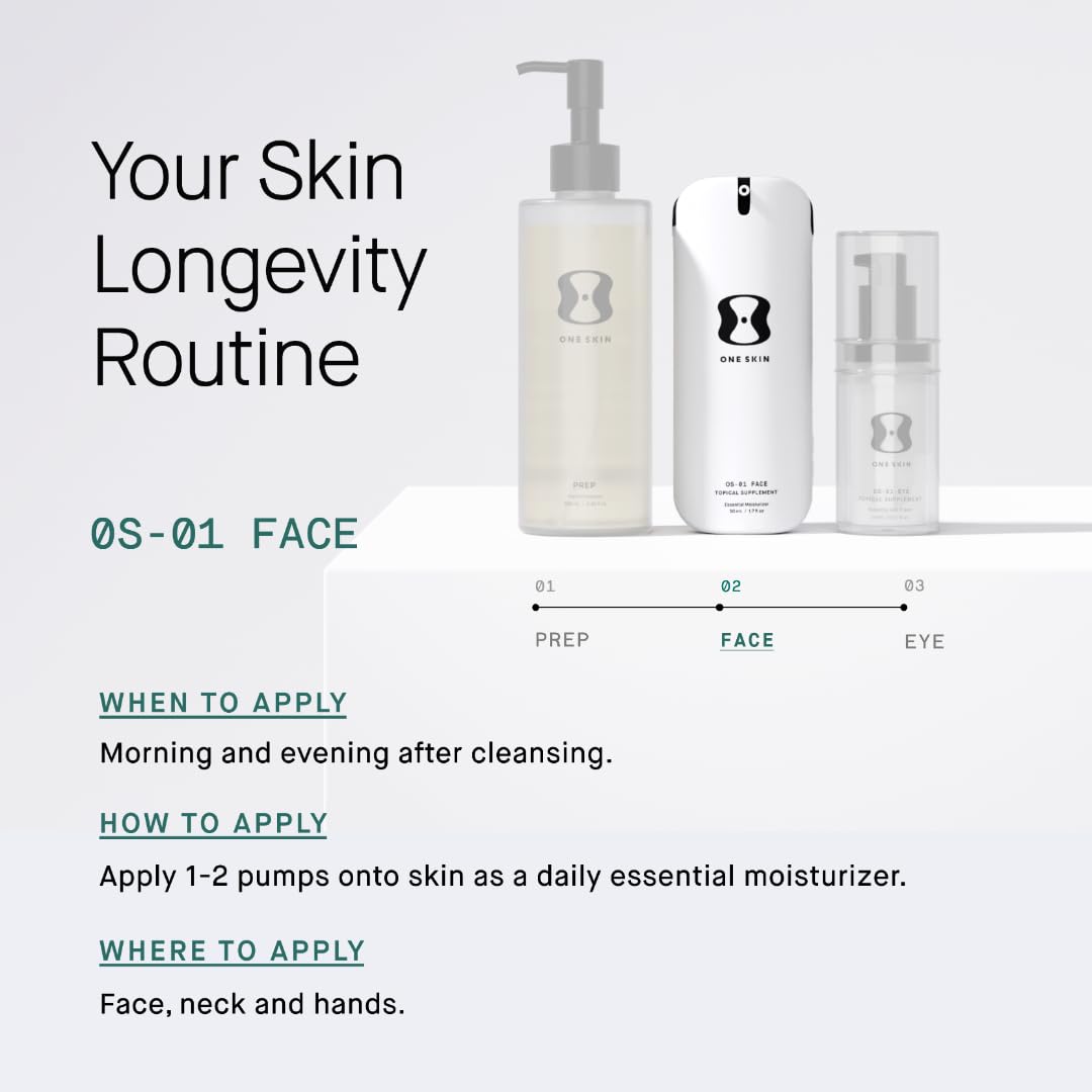 oneskin FACE OS-01 Peptide Skin Longevity Moisturizer - Evens Skin and Reduces Fine Lines & Wrinkles, For All Skin Types Including Sensitive Skin