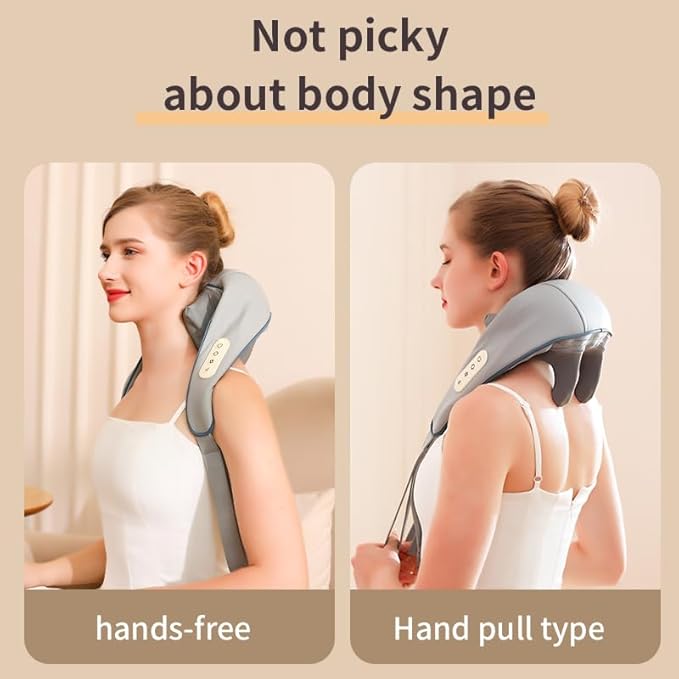 Massager for Neck and Shoulder Pain, Neck Massager, deep Tissue 3D kneading Massage Pillow, Suitable for Shoulder, Legs, Body Muscle Pain Relief, Gift for Men and Women.