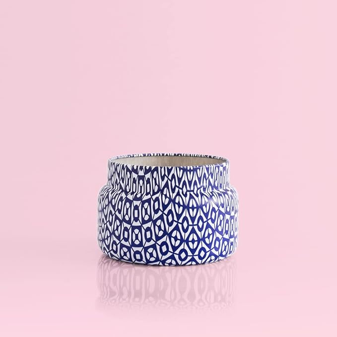 Capri Blue Printed Travel Tin Jar Candle - Luxury Tropical Scented Candles for Home - Long Lasting Soy Wax Blend - Decorative Jar for Home Decor Gift (Aloha Orchid, 8.5 oz)