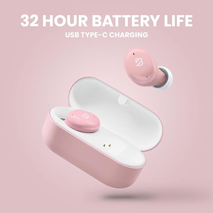 Back Bay Audio Tempo 30 Wireless Earbuds for Small Ears - Award-Winning Sound, Sweatproof Bluetooth Earbuds, Comfortable Ear Buds for Women, Pink Earphones Small Ear Canals, Long Battery Headphones