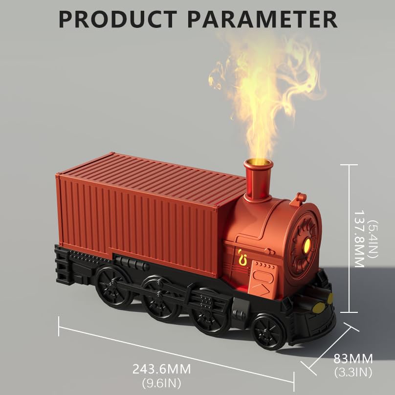 Train Diffuser, Quiet Train Humidifier, Train Diffusers for Essential Oils, Container Train Design Aromatherapy Diffuser with Colorful Light, Humidifiers for Bedroom Home Office, Diffusers for Home