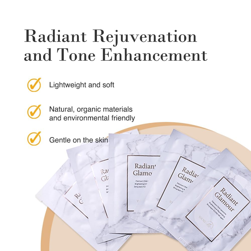 YoungMe Radiant Glamour Korean Sheet Mask – Rejuvenating & Hypoallergenic Facial Mask for All Skin Types | 25g x 6 Sheets