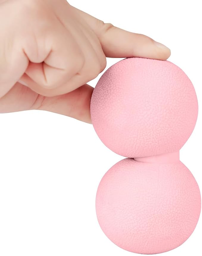 2-Piece Peanut Massage Ball Roller，Double Lacrosse Ball，Acupoint Myofascial Release，Muscle Knot Relaxer Trigger Point for Physical Therapy, Occipital,Back Knot,Psoas Muscle Release Tool (Pink)