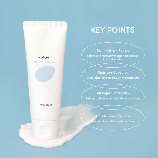 abluer Barrier Cream, 3.52 oz, Ceramide Hydration Capsules, Galactomyces, Lactobacillus, Centella Extract, Blue Complex, Hypoallergenic Moisturizing Cream for Sensitive Skin, Korean Skin Care