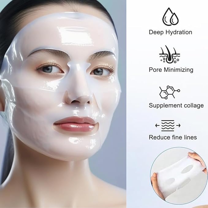 Bio-Collagen Overnight Mask, 4 Pack Facial Collagen Lifting Hydrogel Masks, Pore Minimizing, Reduce Wrinkles, Overnight Hydrating,Enhanced Skin Elasticity, Korean Skincare Masks Get Glass Skin