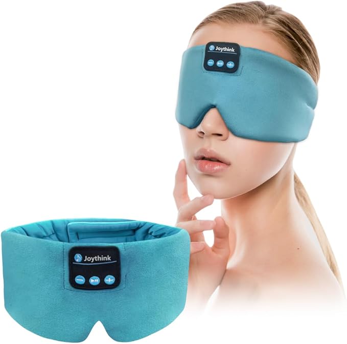 Joythink Sleep Headphones Bluetooth Sleep Mask Silk Kids Children Wireless Headband Headphones for Sleeping Travel Adjustable Sleeping Eye Mask with Thin Speaker