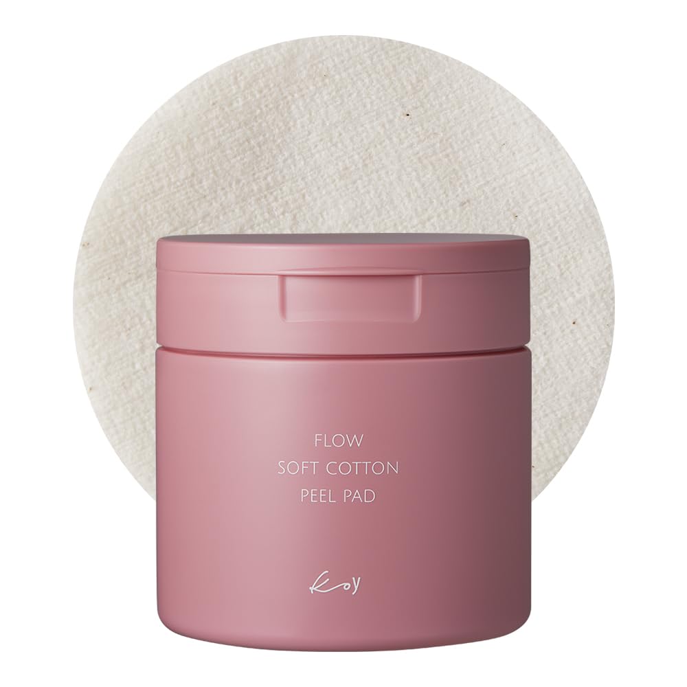 KOY Flow Soft Cotton Peel Pad - 100% Vegan Cotton Fabric Toner Pads for Pore Exfoliation and Hydration - Skin Soothing Booster -Built in Grip for Convenient Application - Korean Skin Care