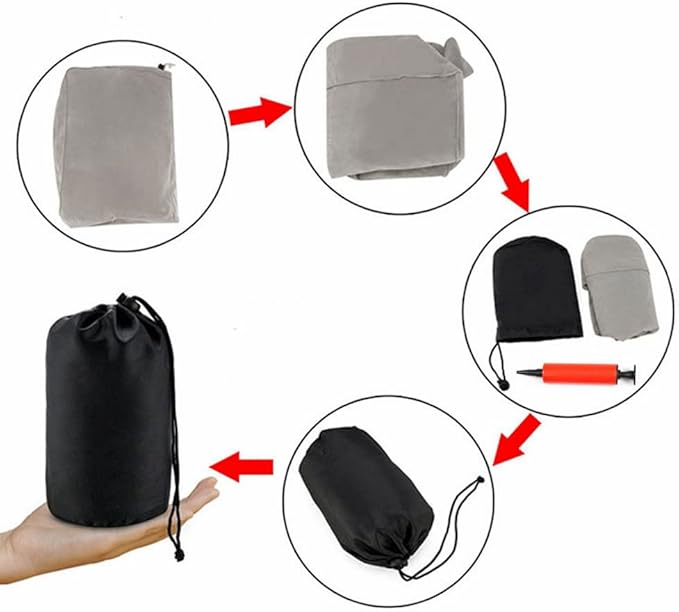 Inflatable Travel Foot & Leg Rest Pillow with Adjustable Height for Airplane, Car, Bus, Train, Office, Camping and Kids to Sleep on Long Flights, Air Pump Included