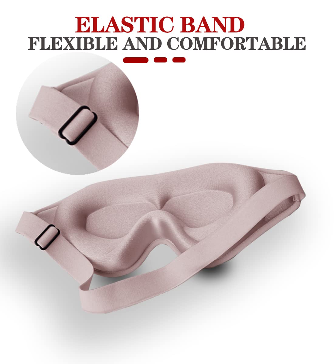 Sleep Mask, 3D Deep Contoured Eye Covers for Sleeping, 99% Block Out Light Eye Mask,Zero Pressure Cup Blindfold for Men Women, with Adjustable Strap for Sleeping, Yoga, Traveling (Pink)