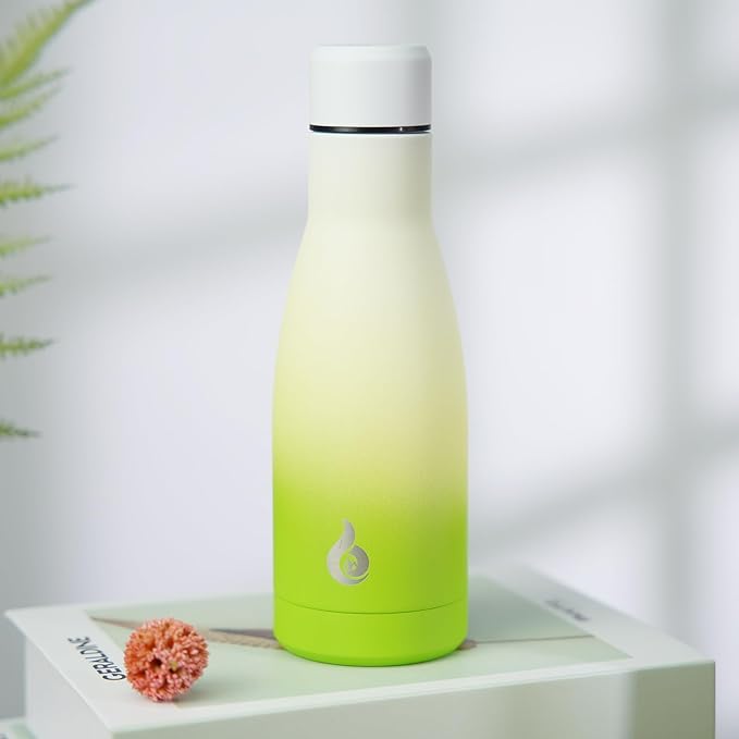BJPKPK Insulated Water Bottle 12oz Small Stainless Steel Water Bottles Reusable Metal Thermal Keep Cold and Hot,Elegant Green