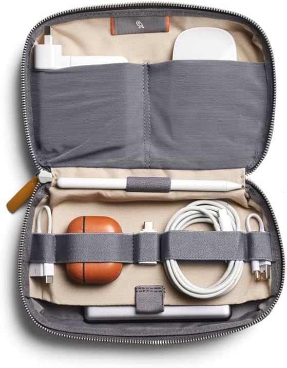 Bellroy Tech Kit (Tech Accessories Organizer Pouch, Zipper Closure, Stores Power Bank, Phone Charger, Cables & More) - Slate