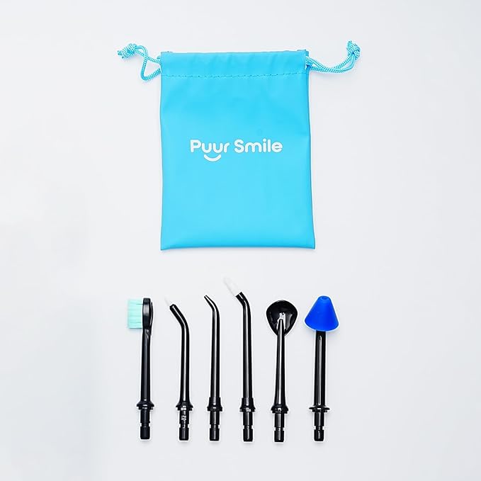 Black Replacement Tips for Puur Smile Water Flosser – 6x Water Dental Flosser Tip | Oral Irrigator Jet Tip | Advanced Dental Care for a Healthier Mouth, Gum, and Teeth | Water Flosser Head