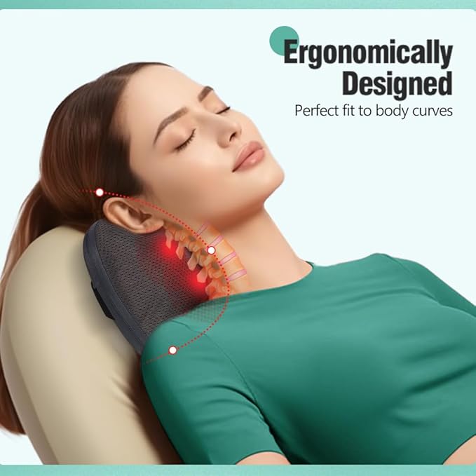 Protable Electric Massage Pillow with Carry Handle -Neck Massager for Pain Relief Deep Tissue with Heat - Electric Kneading 3D Massage Pillow Gifts for Dad Mom Christmas