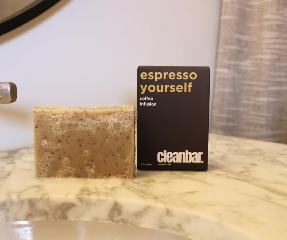 Cleanbar All-natural Bar Soap - Espresso Yourself - Coffee, Almond, Lavender, Peppermint, and Lemon Exfoliating Bar Soap, 4.5 oz