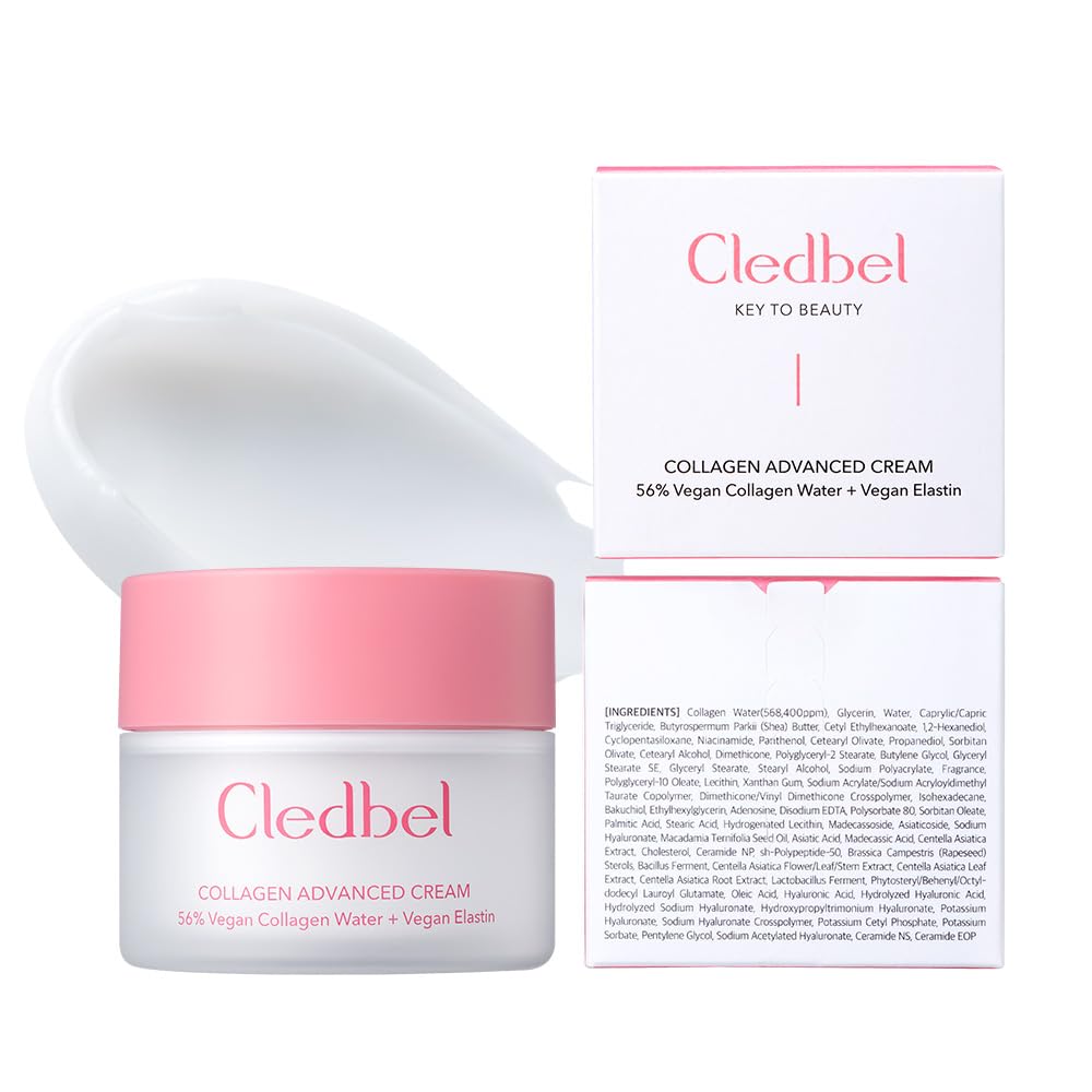 Cledbel Collagen Advanced Cream, Daily Firming & Hydrating Cream, All Skin, Peptides & Hyaluronic Acid, Elastin, Ceramides, Korean Skincare, Korean Beauty, Paraben-Free, 50ml/1.7fl. Oz