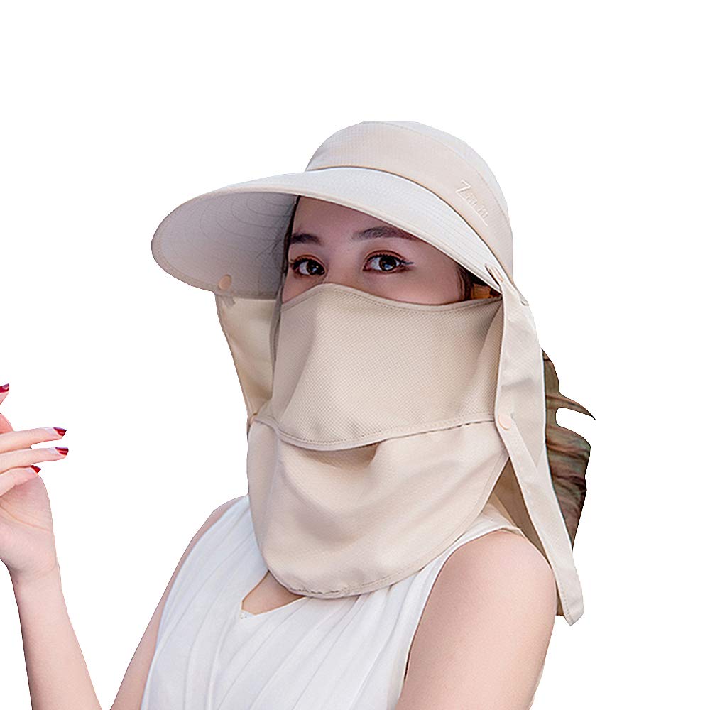 Outdoor UPF 50+ UV Sun Protection Waterproof Breathable Face Neck Flap Cover Folding Sun Hat for Men/Women (US, Alpha, Medium, Khaki)