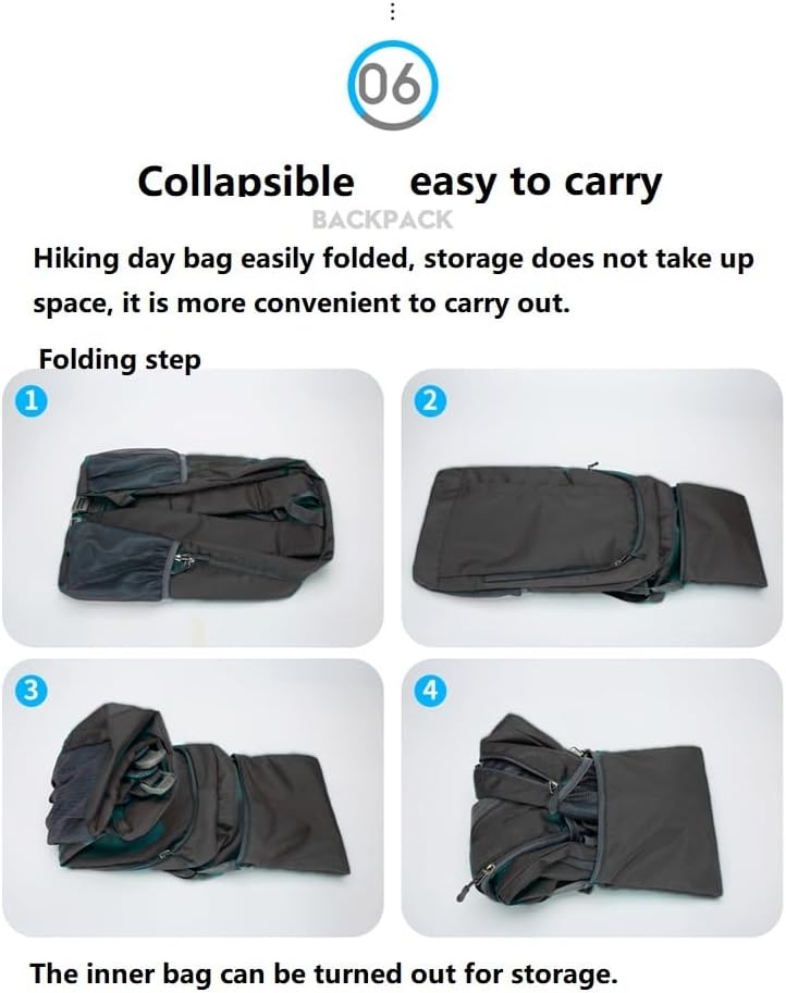 Gagashoo Ultra Lightweight-Packable-Hiking-Backpack Small Foldable Travel Camping Daypack Casual Outdoor Water-resistant 25L Backpacks (Black)