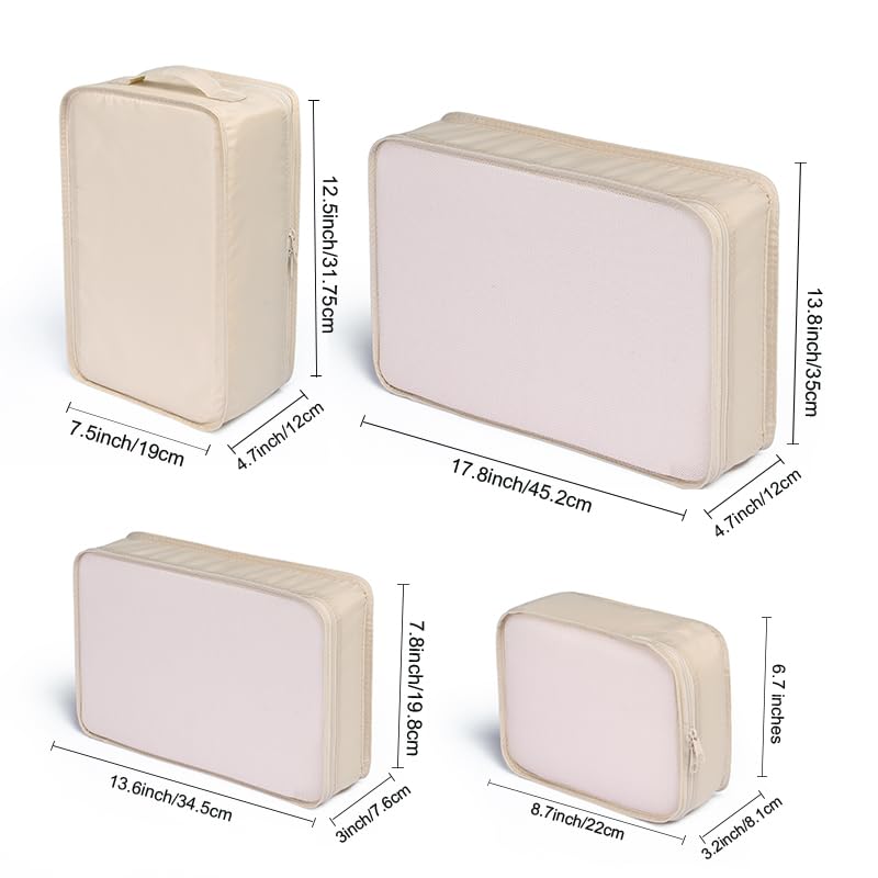 JJ POWER Travel Packing Cubes, Luggage Organizers with Shoe Bag (Cream)