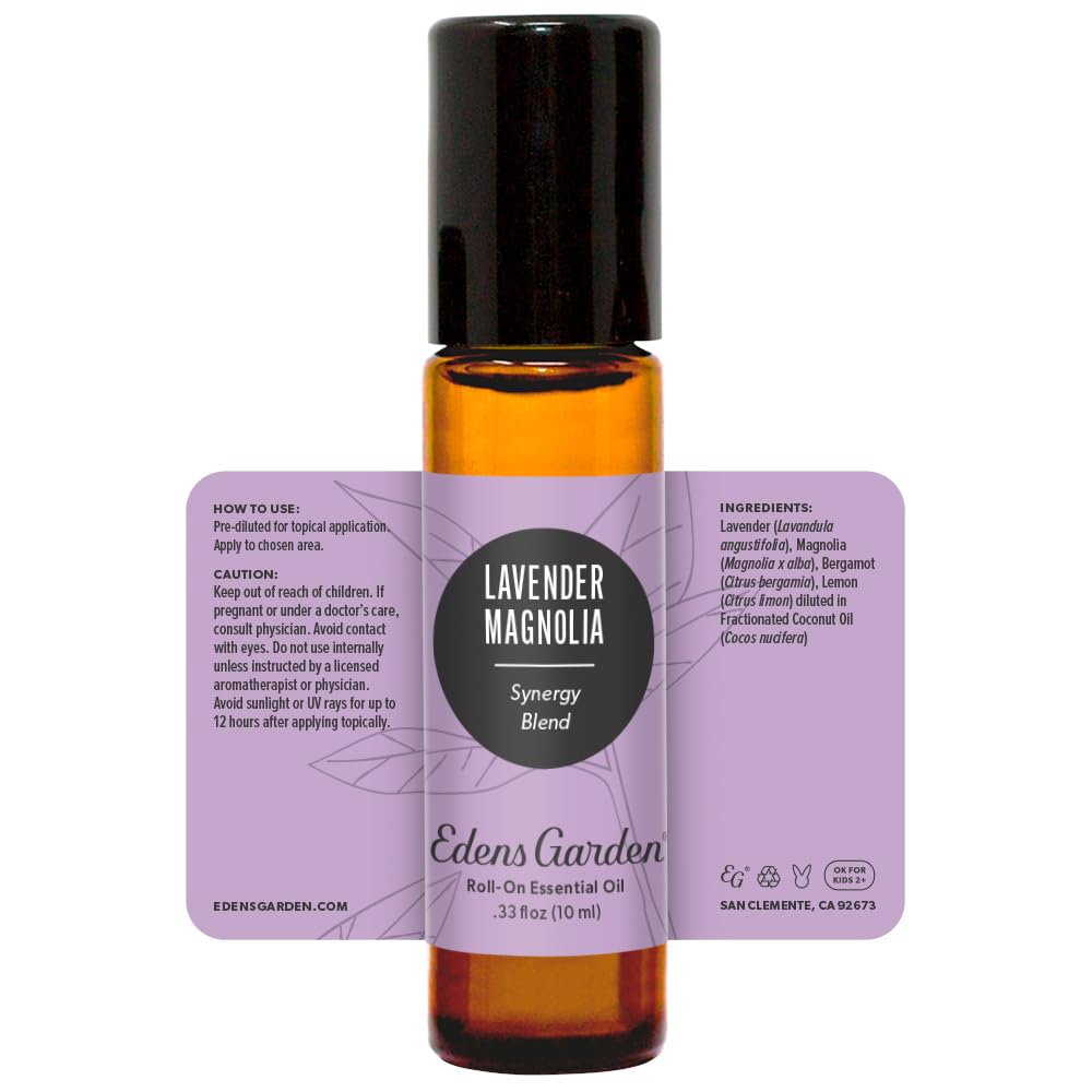 Edens Garden Lavender Magnolia Essential Oil Roll-On Blend- 100% Pure Premium Grade, Natural, Therapeutic, Aromatherapy, Kid & Skin Safe, The Best for Gifts, Relaxation Pre-Diluted 10 ml (.33 fl oz)
