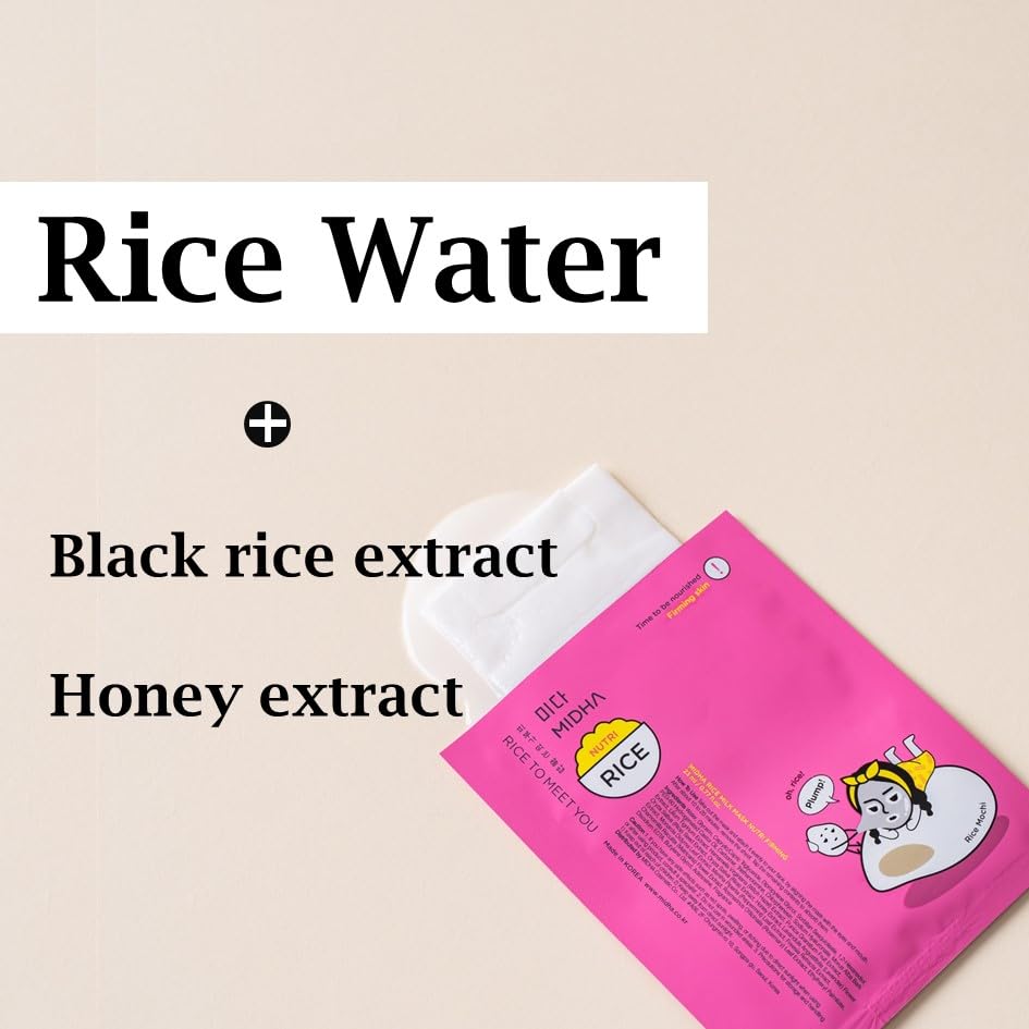 MIDHA Rice Milk Mask Nutri Firming, nourishing and firming facial sheet mask 5ea 1Pack, help to firm and provides the nutrition to the skin
