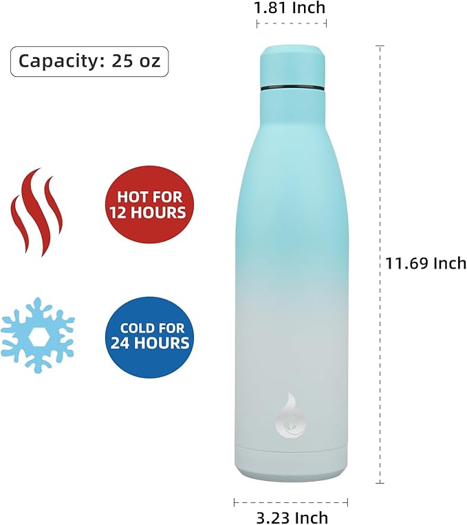 BJPKPK 25oz Insulated Stainless Steel Water Bottles Reusable Metal Travel Sports Water Bottle Keep Cold and Hot,Sea Salt