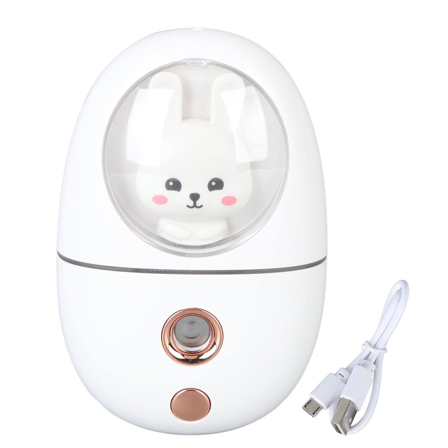 Facial Mister, 35ml Cute Animal Facial Mist Sprayer USB Rechargeable Mini Eye Face Humidifier Portable Facial Steamer for Travelling Face Daily Makeup Skin Care (White)