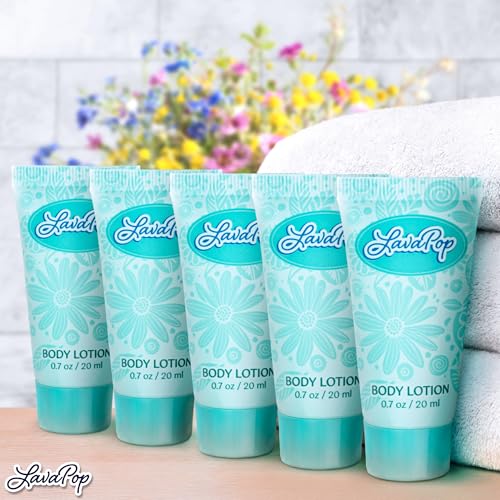 LavaPop - Travel Size Body Lotion - Iris, Violet & Amber, 0.7 fl oz, 100 Pack - Delight Your Guests with Calming & Comforting Lotion - Bulk Hotel Toiletries for Airbnb, Motels & Guest Rooms