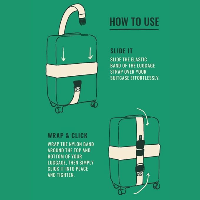 Cincha Travel Adjustable Luggage Strap, Fits Carry-On and Checked Bags, TSA Approved, Shark Tank Brand, Premium Travel Accessory (Black)