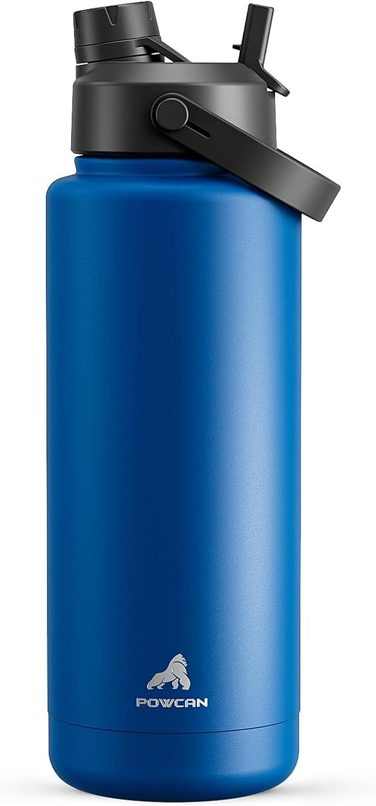 40 oz Insulated Water Bottle with 2-in-1 Straw and Spout Lid, Keep Cold 24H, Leak-Proof, BPA-Free, Double Wall Stainless Steel Water Bottle for Sports, Gym, Travel, and School (Pacific Ocean)