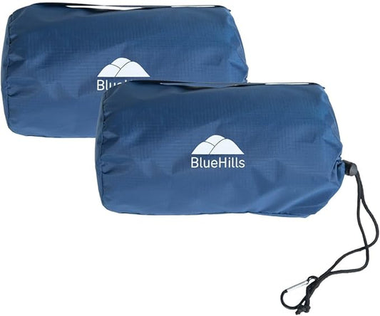 BlueHills Ultra Compact Travel Blanket 2 Pack Large Soft Cozy Portable Blanket Sheet with Carry Case and for Flight Airplane Car Layover Camping Hotel Blue C203-2PK-Navy