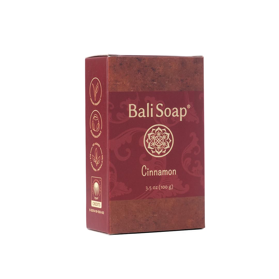 Bali Soap - Cinnamon Natural Soap - Bar Soap for Men & Women - Bath, Body and Face Soap - Vegan, Handmade, Exfoliating Soap - 3 Pack, 3.5 Oz each