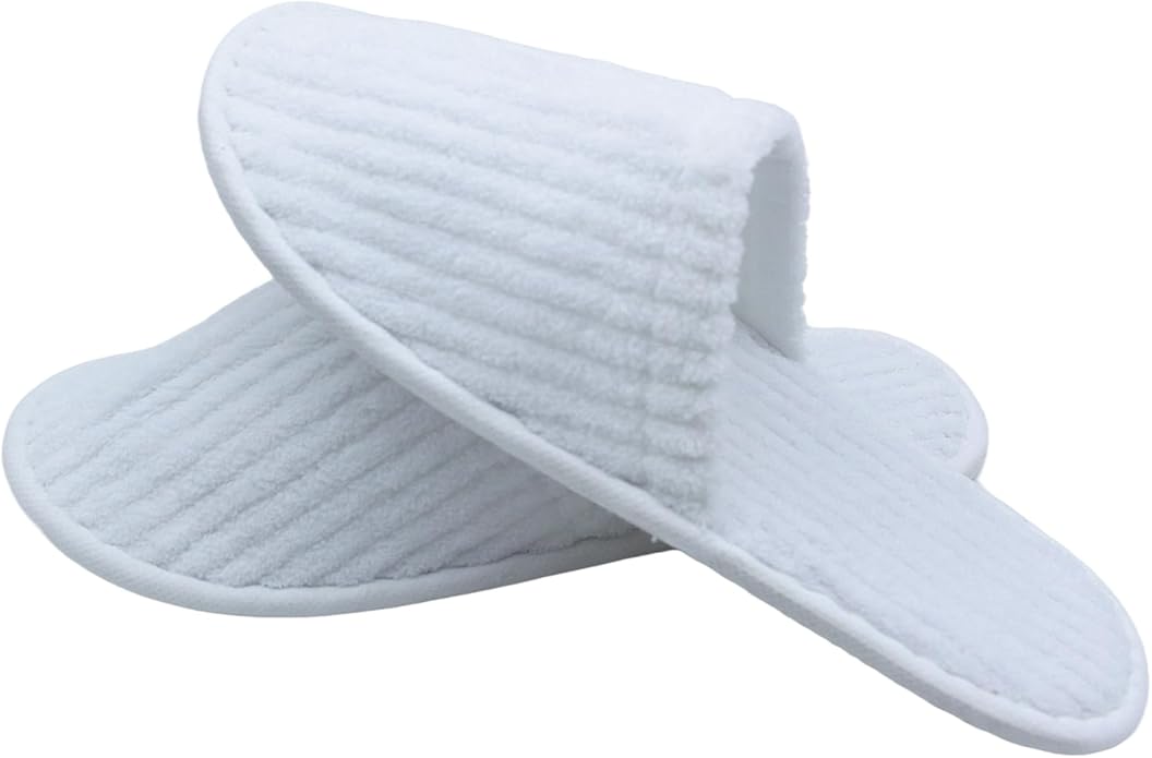 20 Pairs White Disposable Slippers, SPA Hotel Slipper for Women and Men, Closed Toe Soft Coral Fleece Slippers for Guests, Non-Slip Slipper for Travel Home Salon