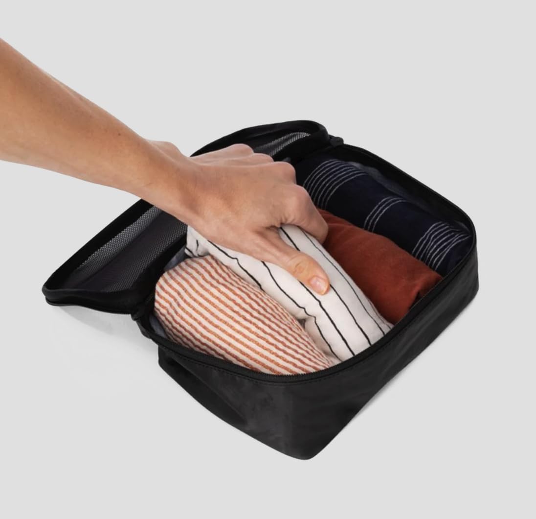 Tortuga Packing Cubes, Set of 3, Black - Lightweight Travel Cubes for Packing with Mesh Panels - Two Size Luggage Organizer Bags for Backpacks and Suitcases