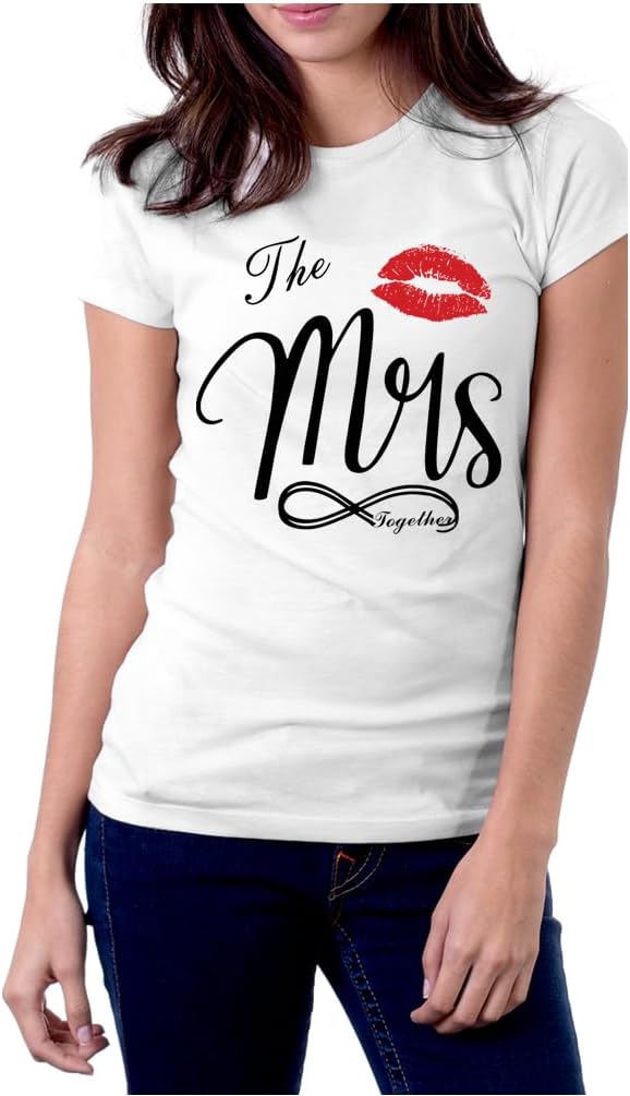 Matching Shirts for Couples, His & Hers Mr and Mrs T‑Shirts Set, Matching Couple T-Shirts for Vacation, Anniversary, Honeymoon Gift Black/White