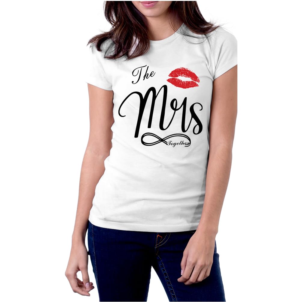 Matching Shirts for Couples, His & Hers Mr and Mrs T‑Shirts Set, Matching Couple T-Shirts for Vacation, Anniversary, Honeymoon Gift Black/White