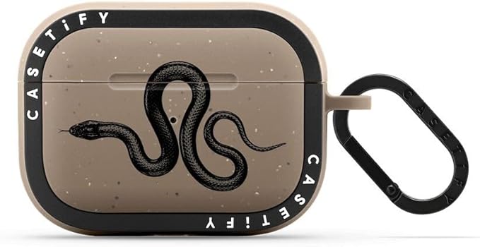 CASETiFY Bounce Airpods Pro (1st/2nd Gen) Case with Ring - Black Kingsnake - Matte Taupe