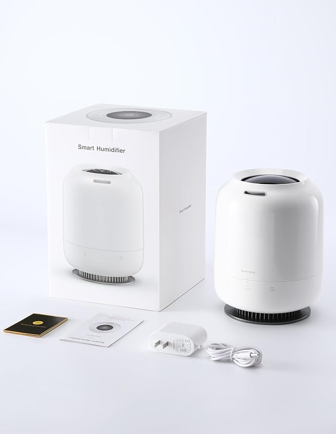 SmartDevil 1.2L Cool Mist Humidifier, Top Fill Ultrasonic Smart Air Humidifier with Essential Oils, Timing, Auto Shut Off for Home Babies Plants