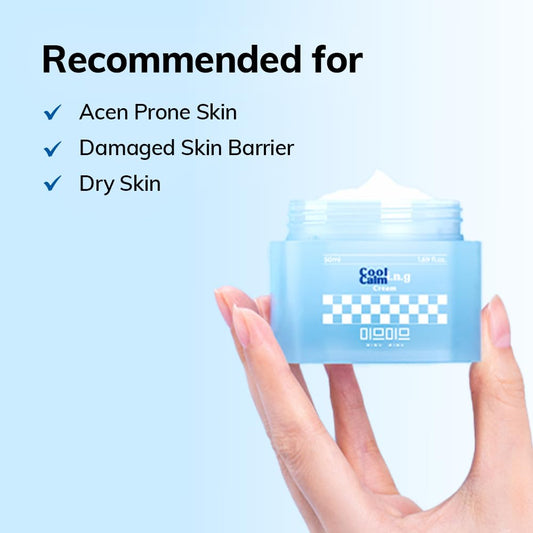 MIMU MIMU Cooling Calming i.n.g Cream | Deep Hydration & Soothing Moisturizer with CICA, Hyaluronic Acid for Blemish, Sensitive Skin, Korean Moisturizer for All Skin Types (50ml / 1.69fl.oz.)