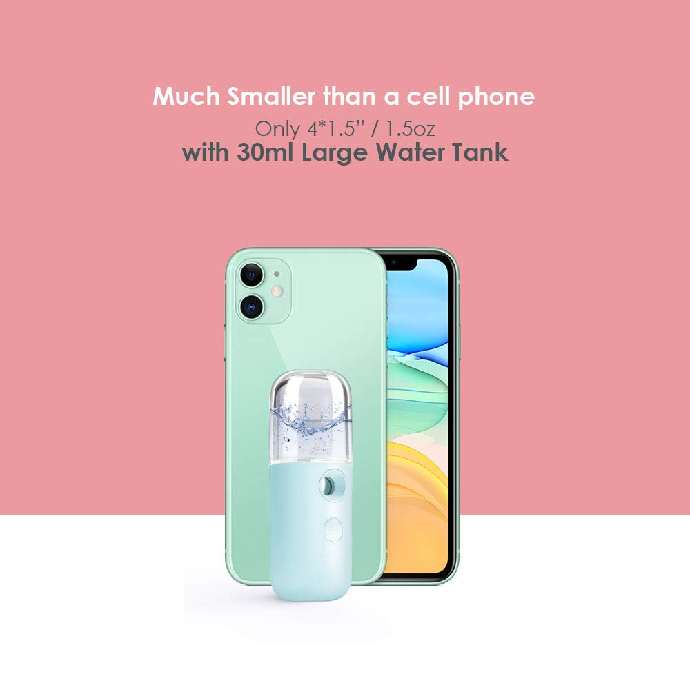 GIVERARE Nano Facial Steamer, Handy Mini Mister, USB Rechargeable Mist Sprayer, 30ml Visual Water Tank Moisturizing&Hydrating for Face, Daily Makeup, Skin Care, Eyelash Extensions-Blue