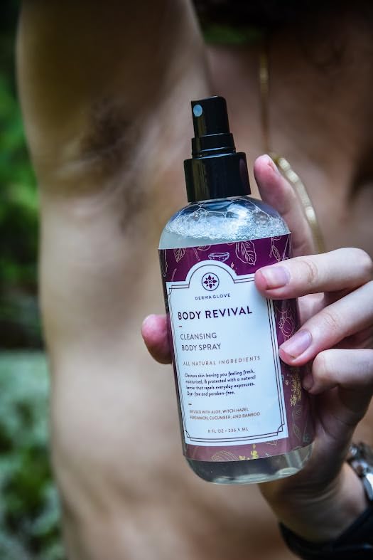 DERMAGLOVE Body Revival - Showerless Cleansing Mist, Portable Shower & Rinse-Free Hygiene Spray - 8 Fl Oz (Pack of 1)