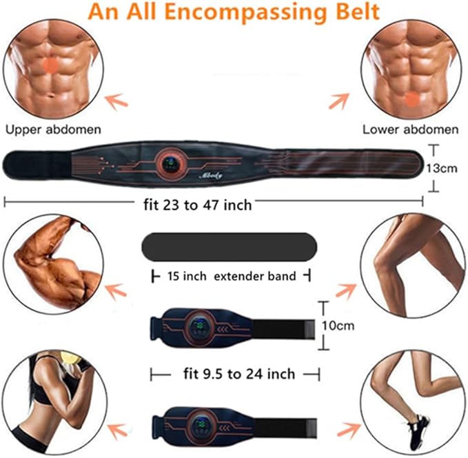 Abs Stimulator Muscle Training Fitness Workout Equipment Ab Core Toner Belt for Abdominal/Arm/Leg Full Set Fit 23''-60''