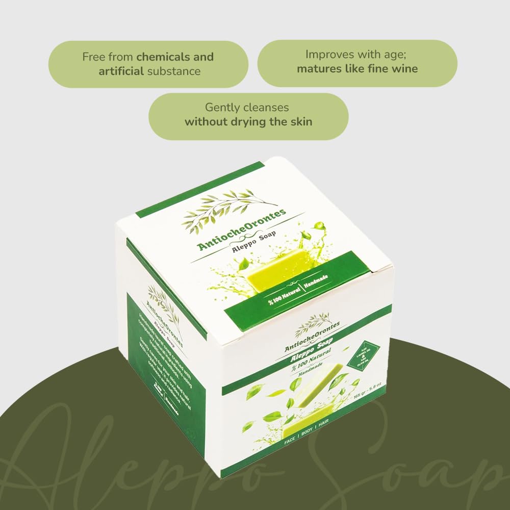 Aleppo Soap 2 Pack (6 oz Each) – 20% Laurel & 80% Olive Oil, Gift-Ready Natural Soap in Premium Box, Handmade Vegan Organic Skincare