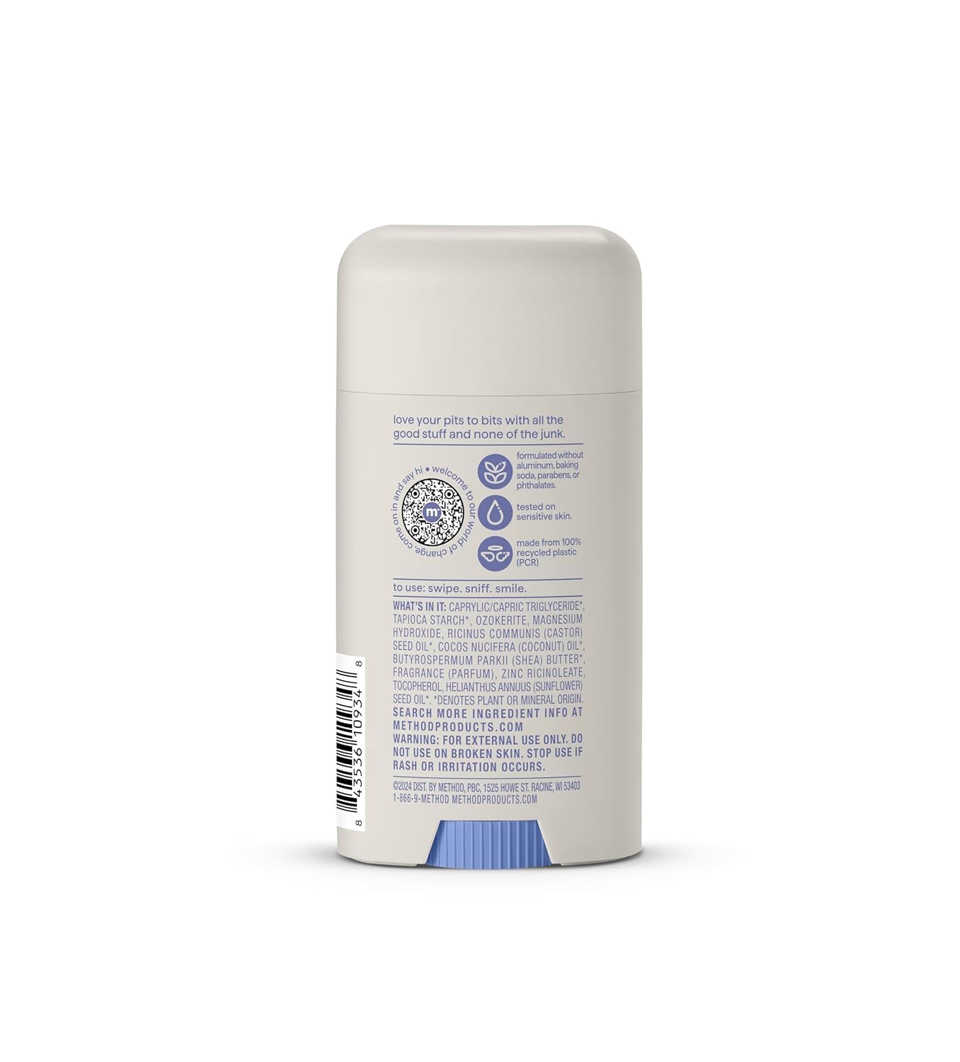 Method Deodorant, Simply Nourish, Coconut, Rice Milk + Shea Butter notes, 24 Hour Odor Protection, 2.65 oz