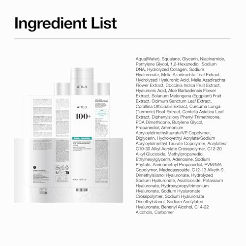 ANUA PDRN Hyaluronic Acid 100 Moisturizing Cream, Lightweight Hydrating Moisturizer with Salmon PDRN, Hyaluronic acid, Collagen for Glass Skin, Korean Skin Care (60ml / 2.02 fl. oz)