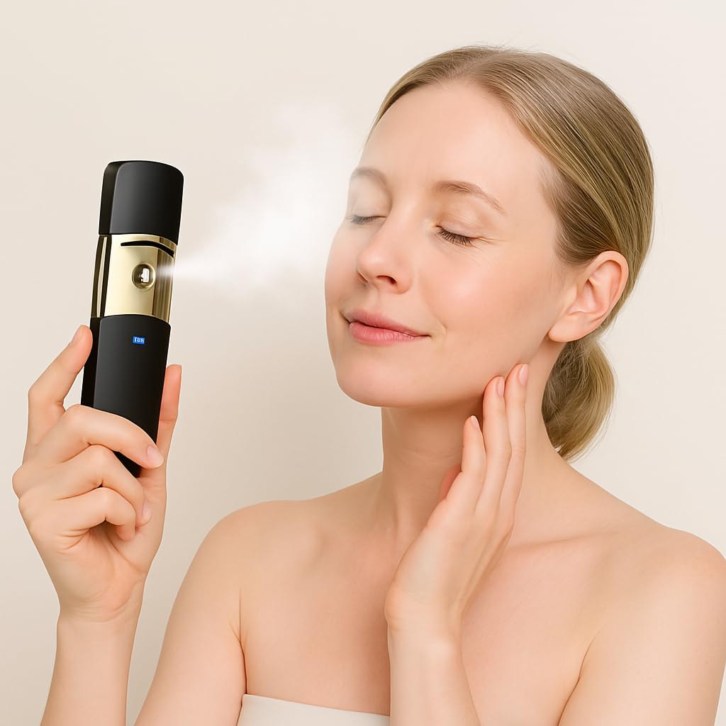 Kingsmile Nano Face Mister, Premium Nano Facial Mister for Refreshing Feeling, Lonic Nano Sprayer for Hydrating Skin, Portable Mini Face Mister,Professional Lash Mister for Eyelash Extensions (Black)