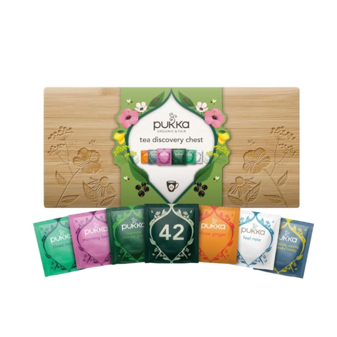 Pukka Herbal Tea Discovery Chest,Exquisite Selection Of Organic Infusion Teas In A Bamboo Box,Ideal Gift With Assorted Herbal Teabags,Premium Experience For Tea and Infusion Lovers,42 Assorted Bags