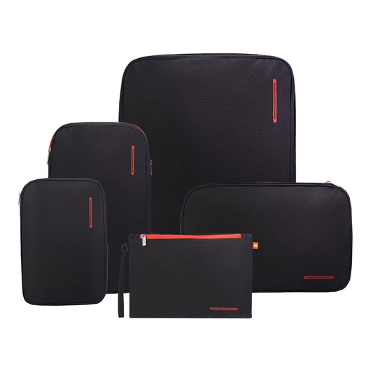 Bee Nesting BeeNesting Waterproof Compression Packing Cubes 5/6/8 sets, Large Travel Packing organizers for Carry on Luggage, 2 Sides Expandable Storage Bags (Black Red, G5set)